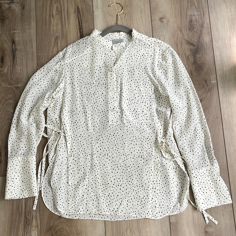 Jason Wu Grey Polka Dot 100% Silk Blouse Tunic Top Size 2